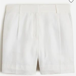 NWOT J. Crew High Rise Pleated Suit Short in Chelsea linen-cupro blend, white, 8